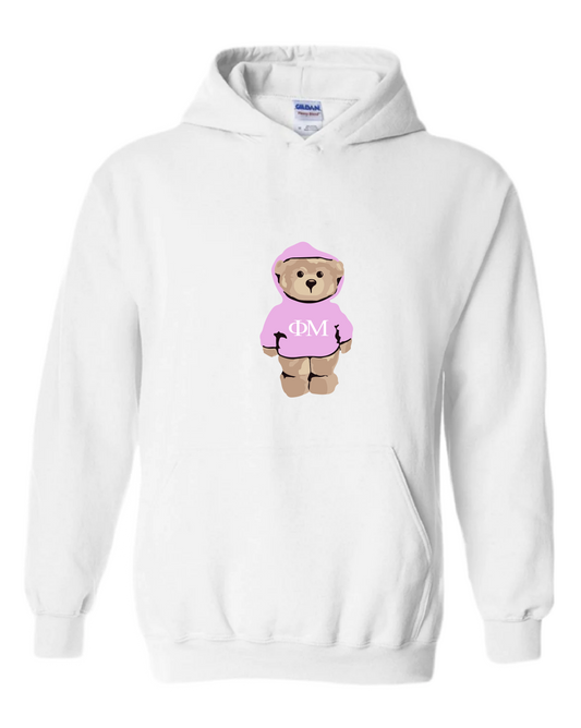 Bear Hoodie White/Pink