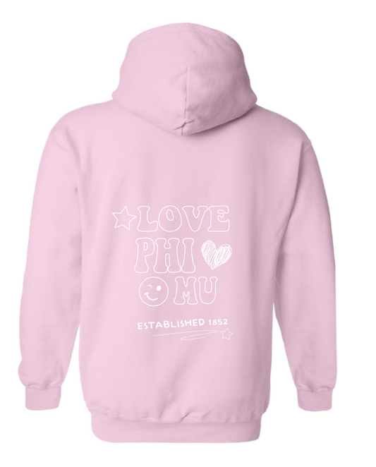 Love Phi Mu Hoodie Pink