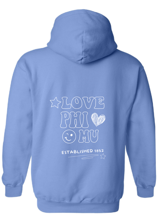 Love Phi Mu Hoodie Blue