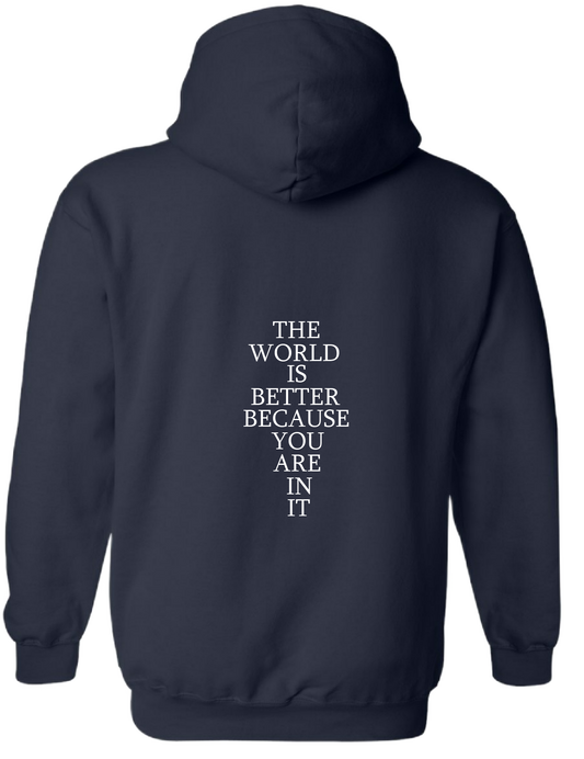 The World is Better Hoodie Navy